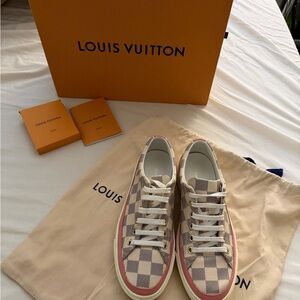Louis Vuitton Damier Azur Stellar Sneakers Rose Ballerine size 36 1/2